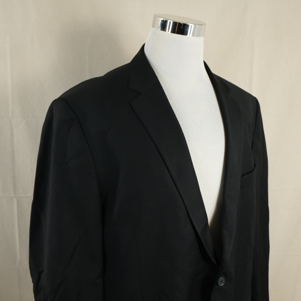 Peter Millar 48L Sport Coat 100% Wool All Black Two Button Double Vented Formal